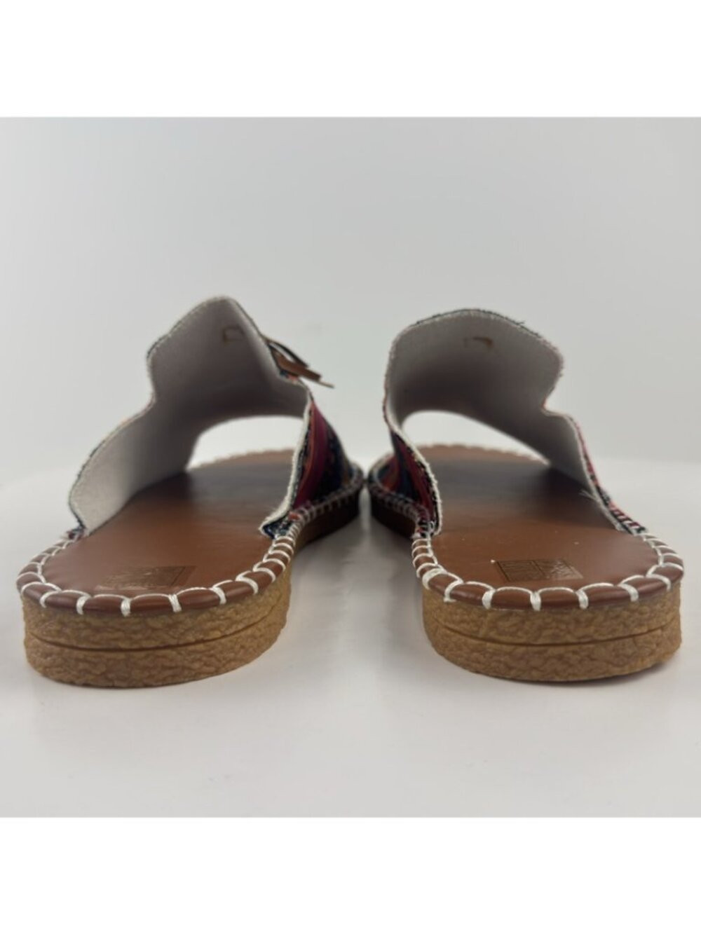 Boho Slide Sandals Womens 9.5 EU 41 Tassel Open Toe Multicolor Tribal Summer NEW - Picture 6 of 12